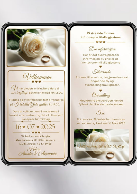 2 SIDERS BRYLLUPSINVITASJON