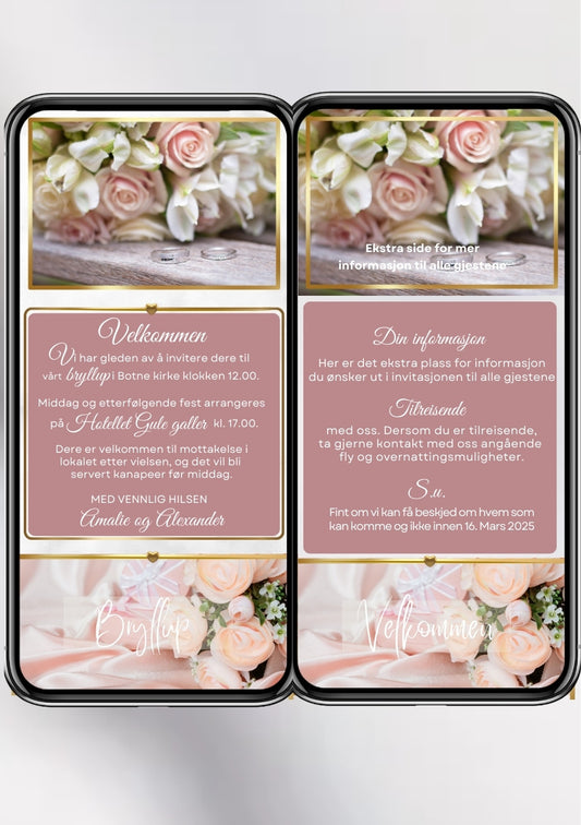 2 SIDERS BRYLLUPSINVITASJON